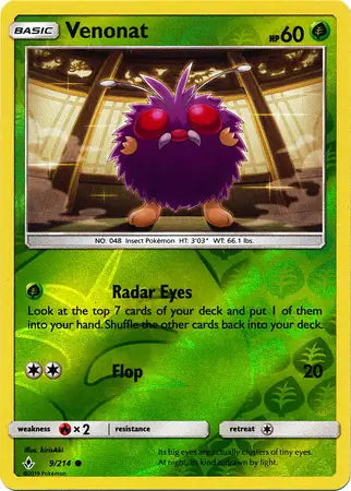 Unbroken Bonds Venonat #9/214 reverse holo